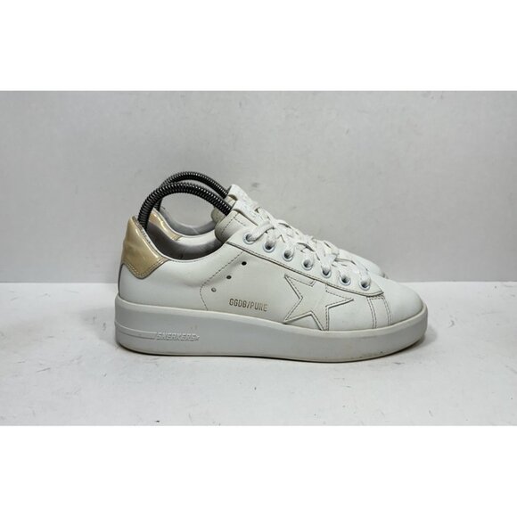 Golden Goose Pure Star White Tan Leather Low-Top Sneakers Women's Size 7 / 37 - Picture 1 of 9